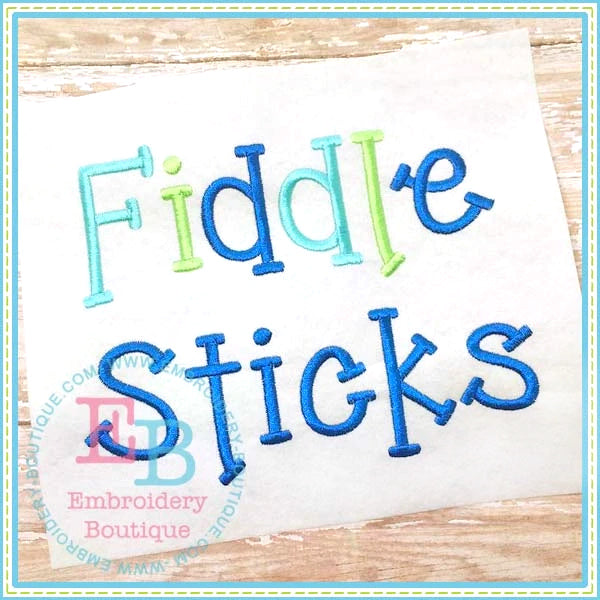 Fiddle Sticks Embroidery Font, Embroidery Font