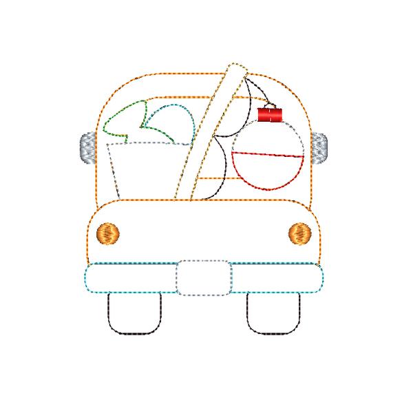 Fishing Truck Bean Stitch Applique Design, Applique
