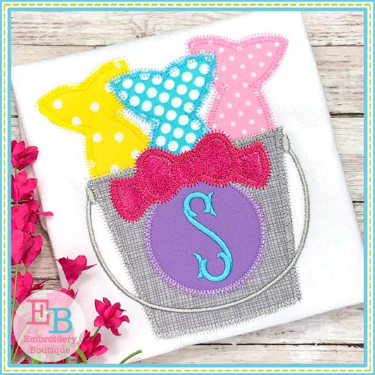 Fish Bucket with Bow Zigzag Applique, Applique