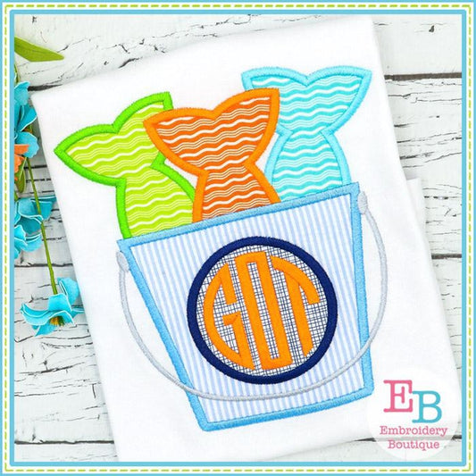 Fish Bucket Satin Applique, Applique