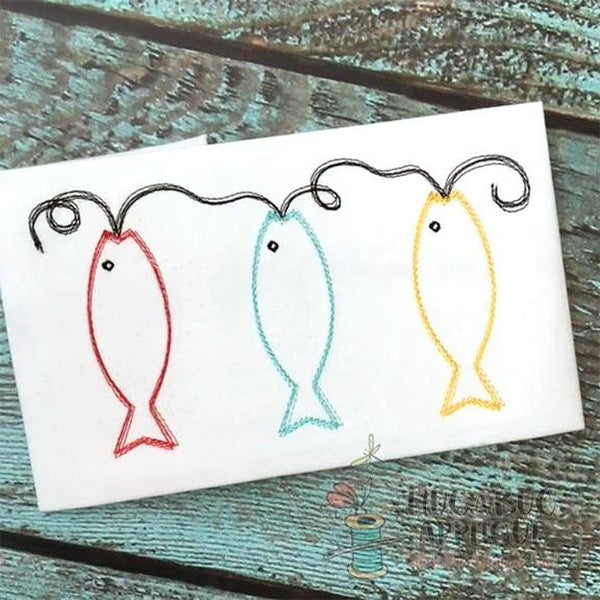 Fish Stringer Sketch, embroidery
