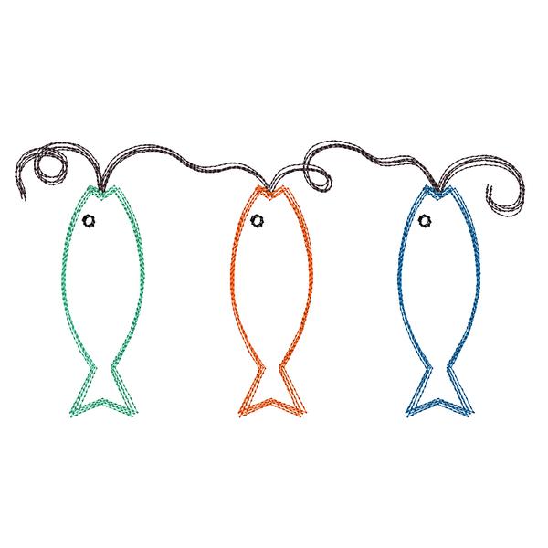 Fish Stringer Sketch, embroidery