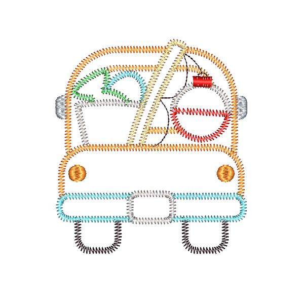 Fishing Truck Zig Zag Stitch Applique Design, Applique