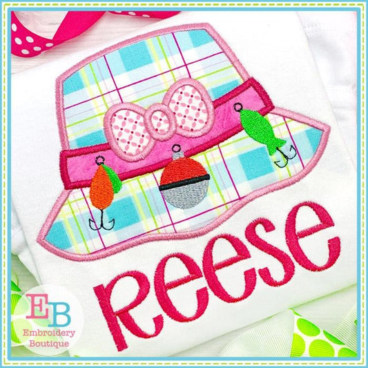 Fishing Hat with Bow Satin Applique, Applique