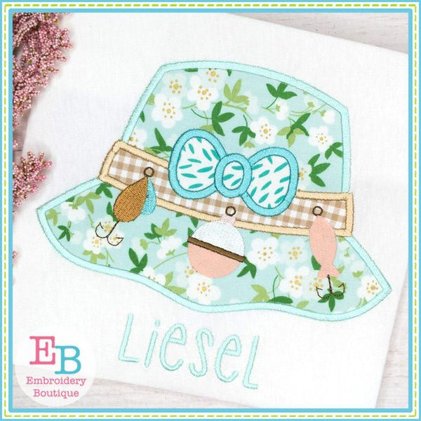 Fishing Hat with Bow Satin Applique, Applique