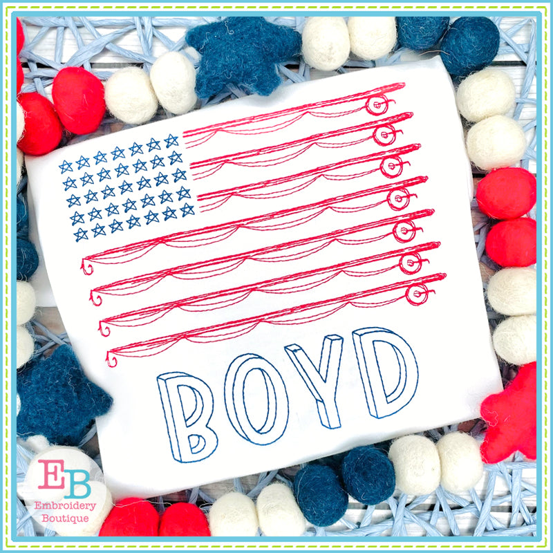 Fishing Flag Embroidery Design, Embroidery