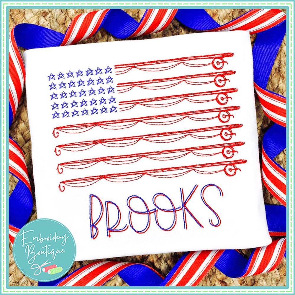Fishing Flag Embroidery Design, Embroidery, Embroidery Boutique