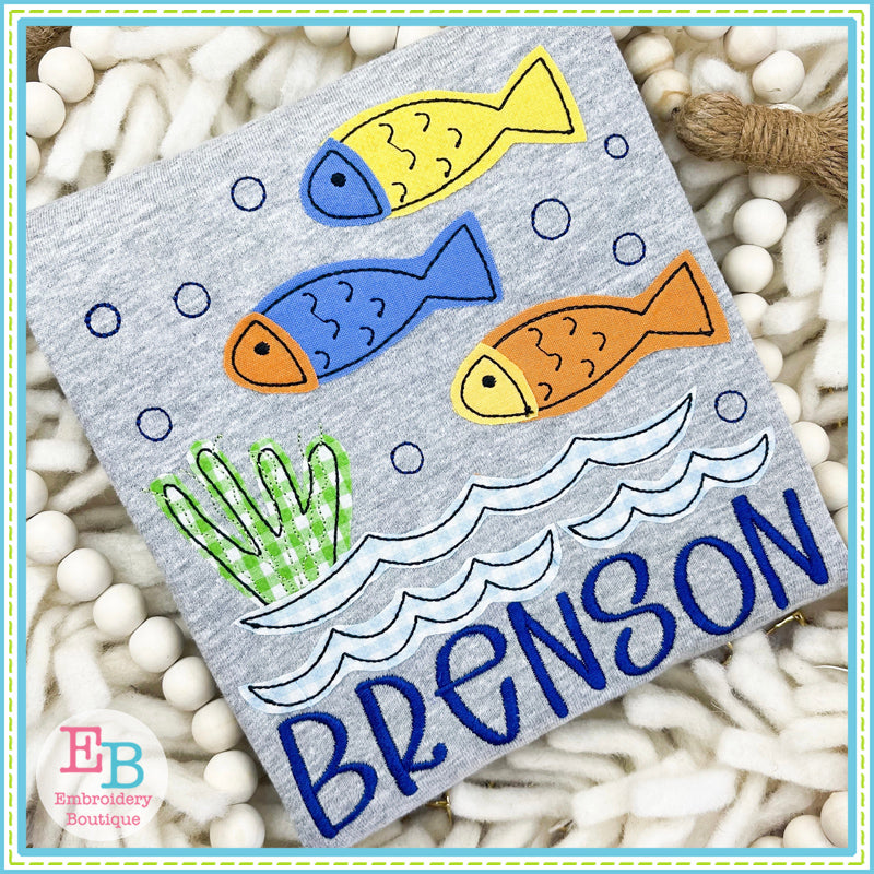 Fish Scene Bean Stitch Applique, Applique