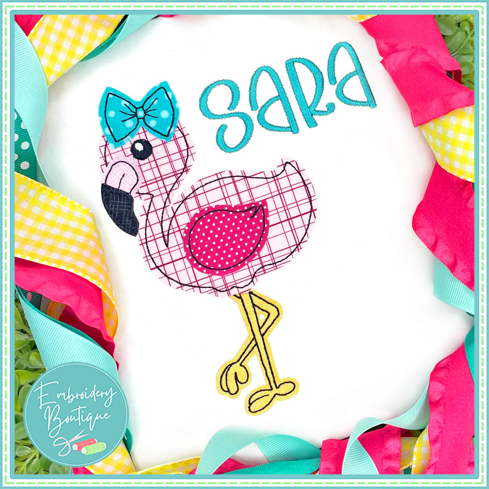 Flamingo Bean Stitch Applique, Applique, Embroidery Boutique