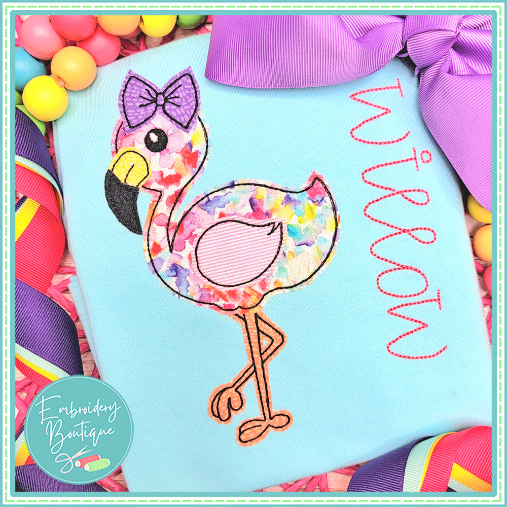 Flamingo Bean Stitch Applique, Applique, Embroidery Boutique
