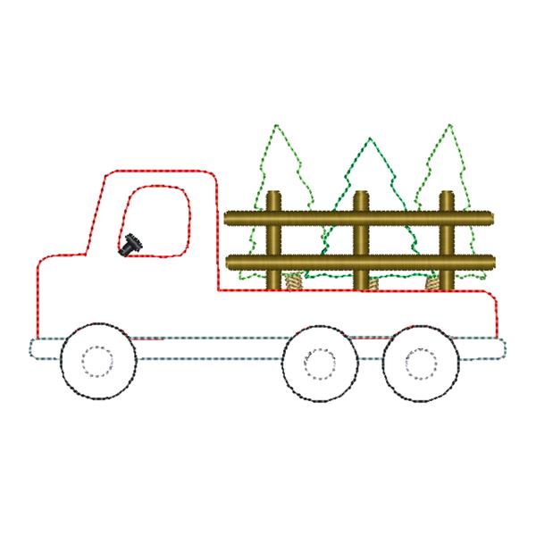 Flatbed Trees Bean Stitch Applique Design, Applique