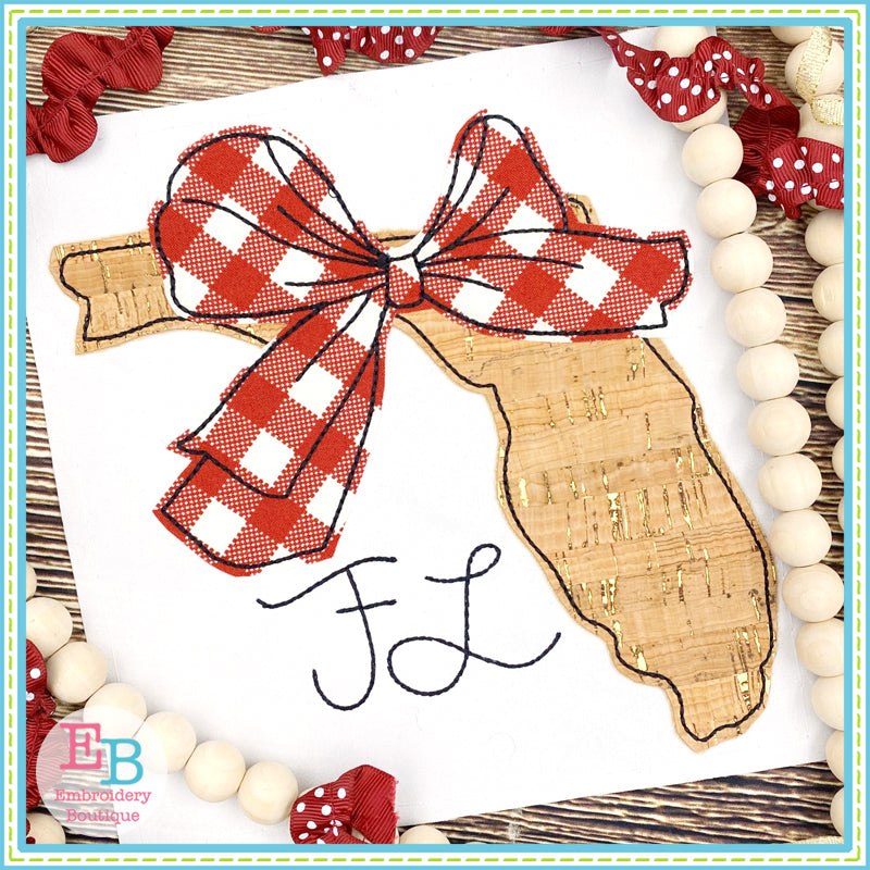 Big Bow Florida Bean Stitch Applique, Applique