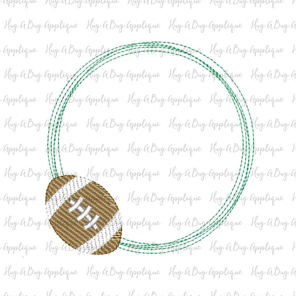 Football Sketch Scribble Circle Frame Embroidery Design, Embroidery