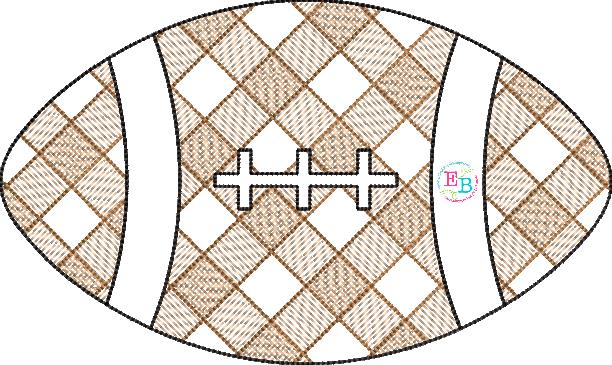 Football Plaid Sketch Sketch Embroidery Design, Embroidery