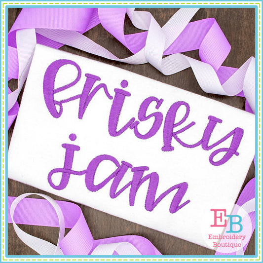 Frisky Jam Satin Embroidery Font, Embroidery Font