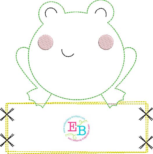 Frog Banner Bean Stitch Applique, Applique