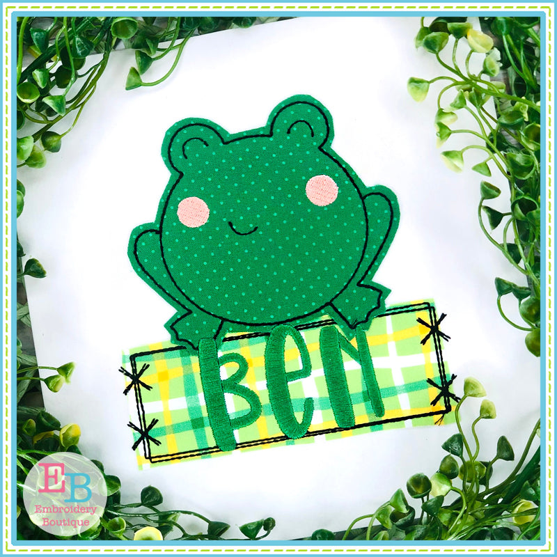 Frog Banner Bean Stitch Applique, Applique