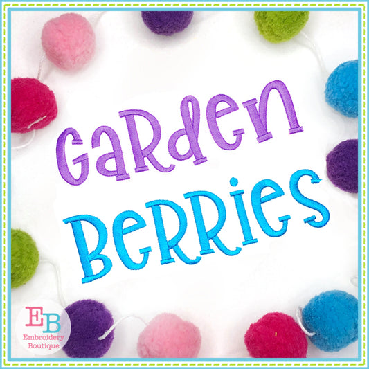 Garden Berries Embroidery Font, Embroidery Font