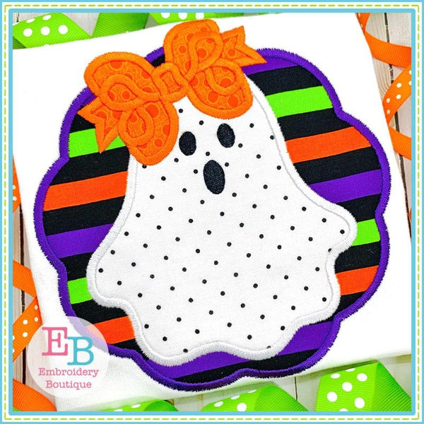 Ghost Bow Circle Applique, Applique