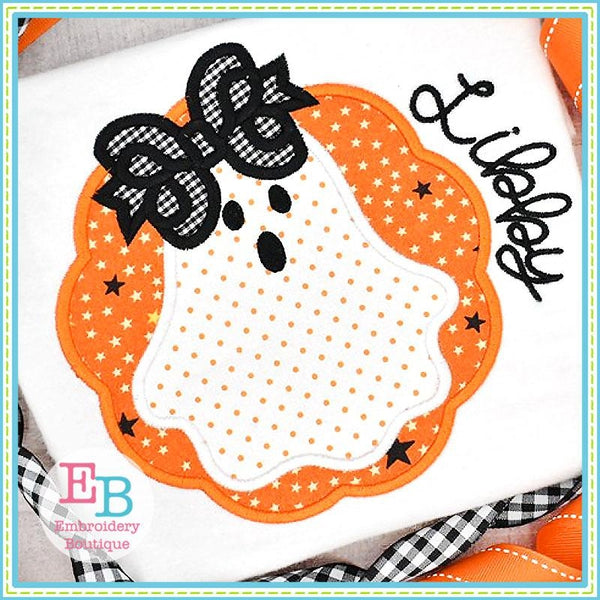 Ghost Bow Circle Applique, Applique