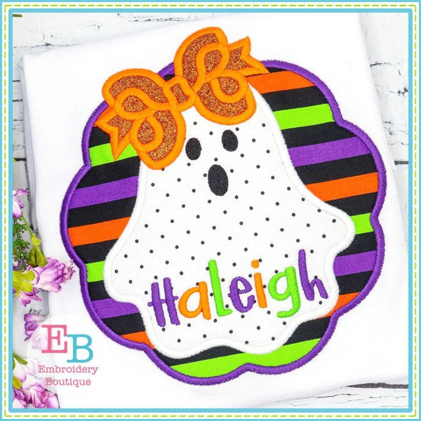 Ghost Bow Circle Applique, Applique