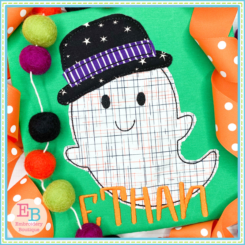 Ghost Hat Bean Stitch Applique, Applique