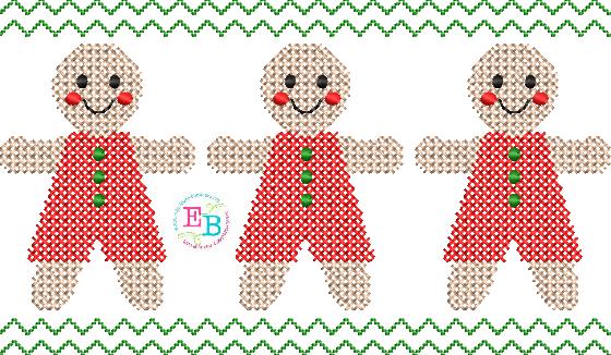 Gingerbread Boy Cross Stitch Embroidery Design, Embroidery
