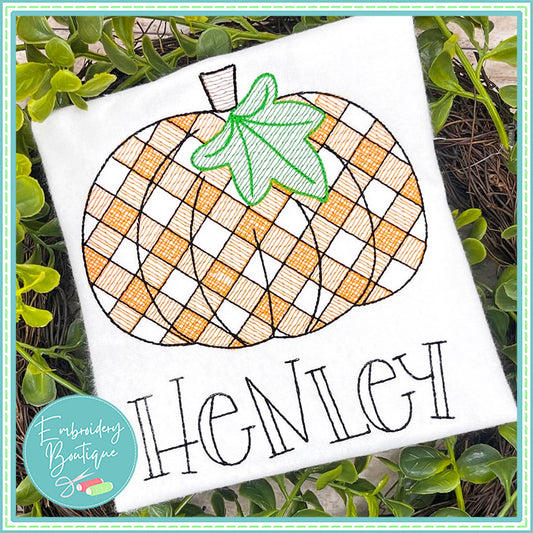 Pumpkin Plaid Sketch Embroidery Design, Embroidery, Embroidery Boutique