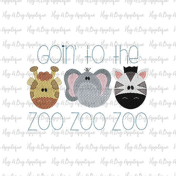 Zoo Trio Sketch Stitch, Applique