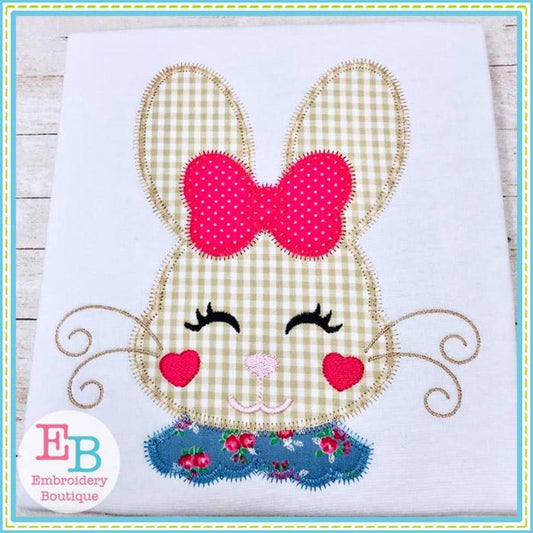 Bunny Girl Face Zigzag Applique, Applique