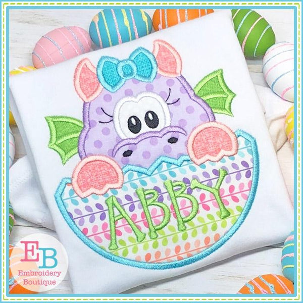 Dragon Girl In Egg Applique, Applique
