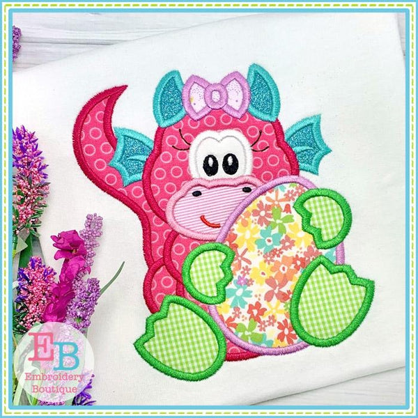 Dragon Girl Holding Egg Applique, Applique