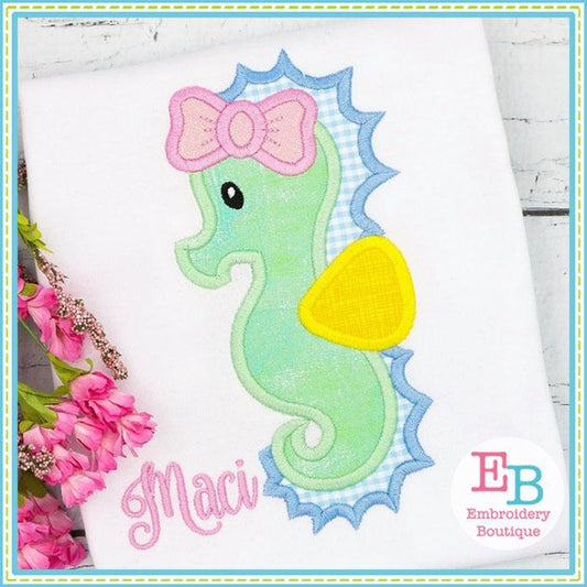 Seahorse Bow Applique, Applique