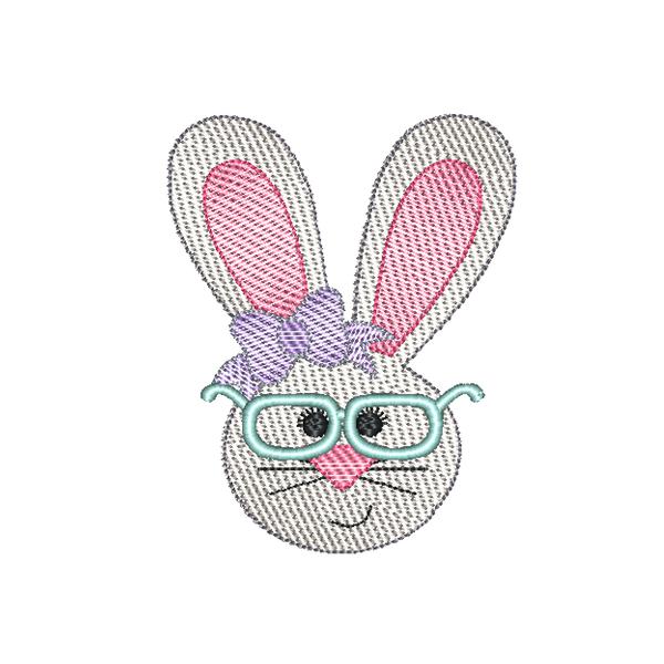 Rabbit Girl Glasses Sketch Embroidery Design, Embroidery