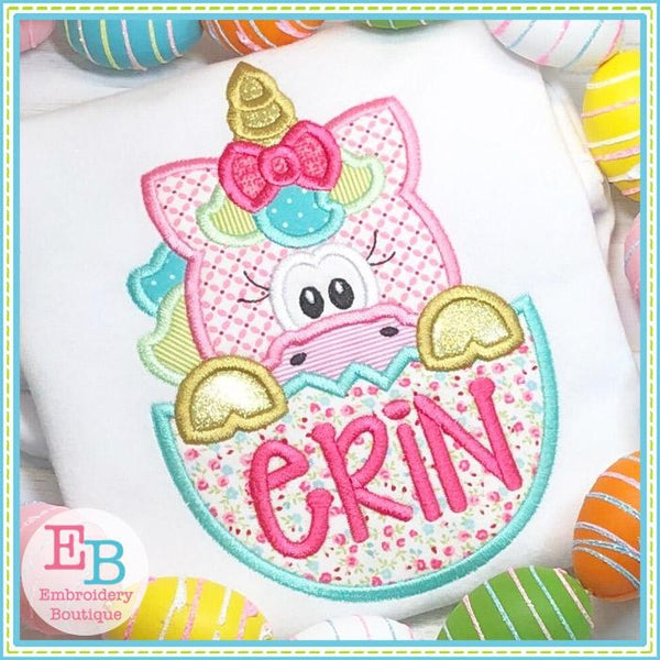 Unicorn Girl In Egg Applique, Applique