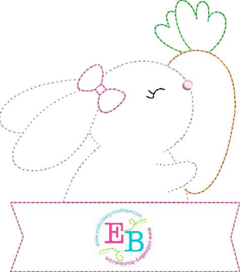 Girl Bunny Banner Bean Stitch Applique, Applique