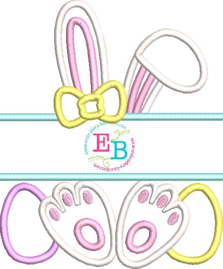 Girl Bunny Ears Banner Satin Applique, Applique