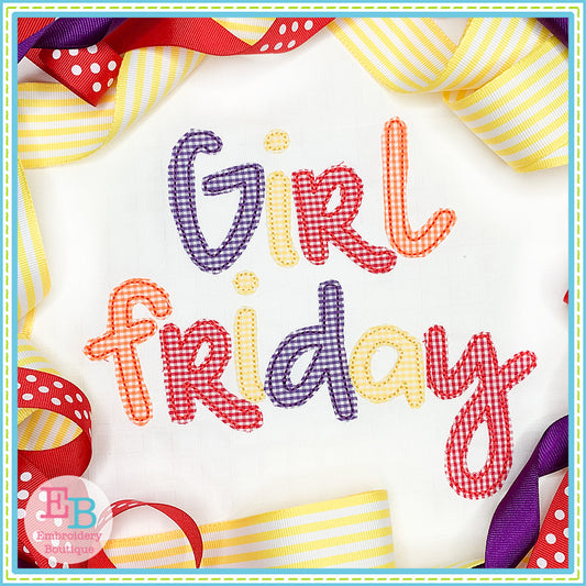 Girl Friday Bean Applique Font, Embroidery Font