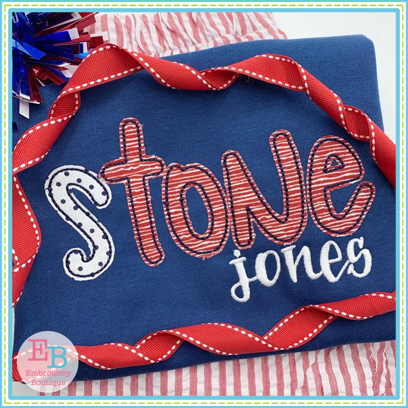 Girl Friday Bean Applique Font, Embroidery Font