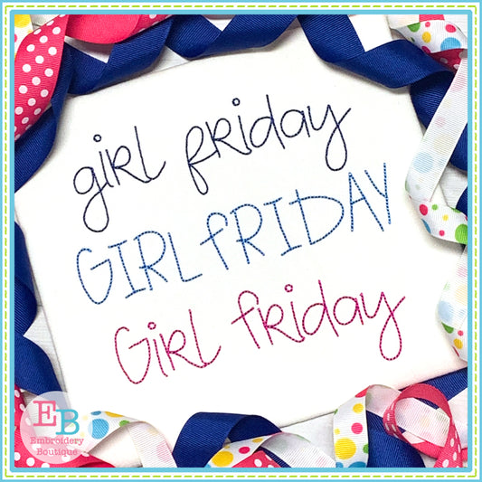Girl Friday Bean Embroidery Font, Embroidery Font