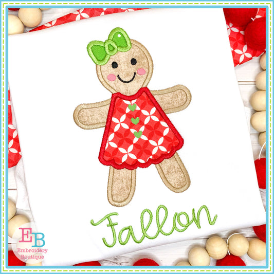 Gingerbread Girl Satin Stitch Applique, Applique