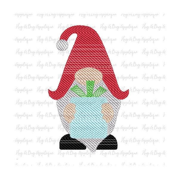 Gnome Gift Sketch Stitch Embroidery Design, Embroidery