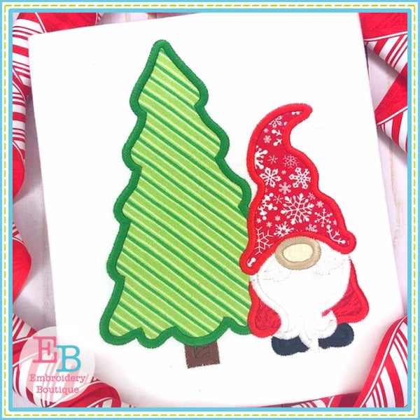 Gnome Christmas Tree Applique, Applique