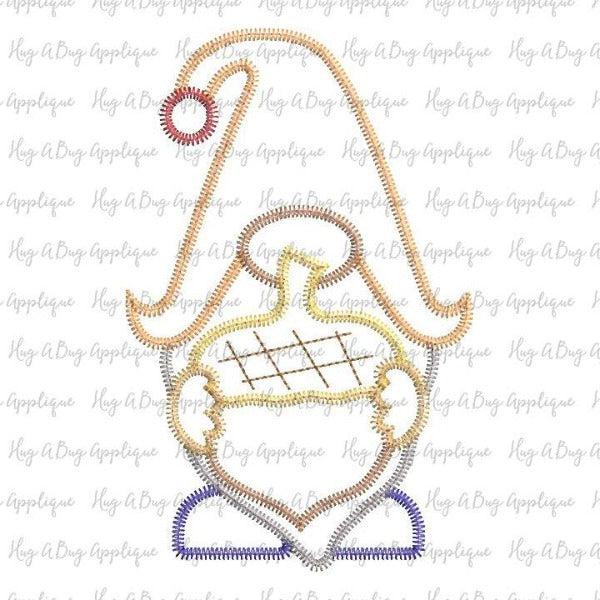 Gnome Acorn Zig Zag Stitch Applique Design, Applique