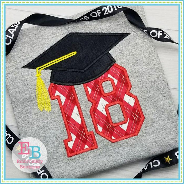 Grad Cap 18 Applique, Applique