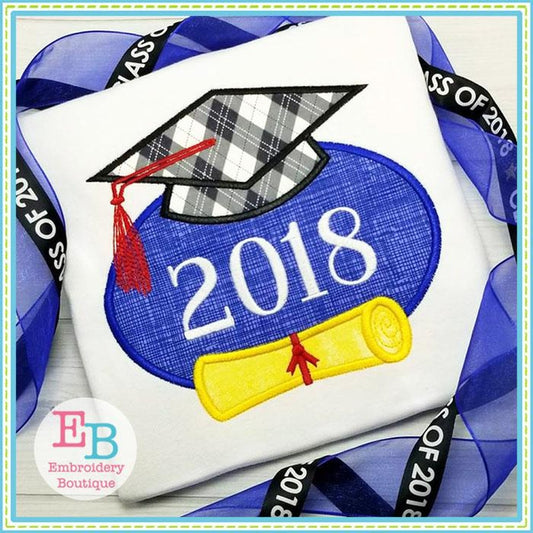 Grad Diploma Cap Applique, Applique