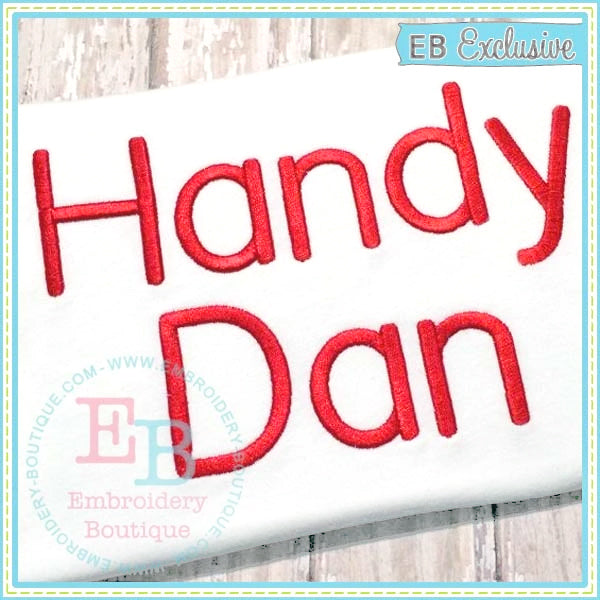 Handy Dan Embroidery Font, Embroidery Font