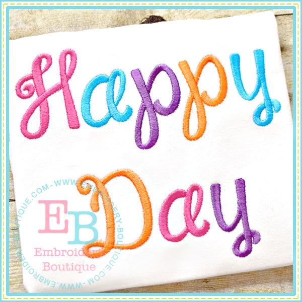 Happy Day Embroidery Font, Embroidery Font