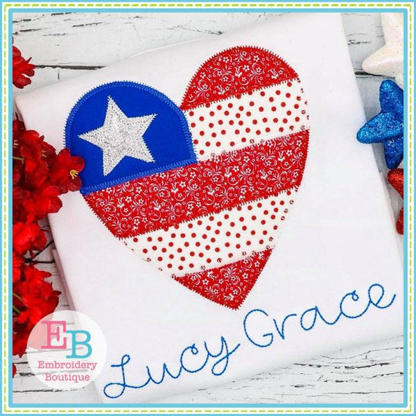 Heart Flag Zigzag Applique, Applique
