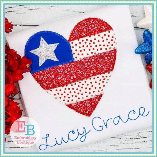 Heart Flag Zigzag Applique, Applique